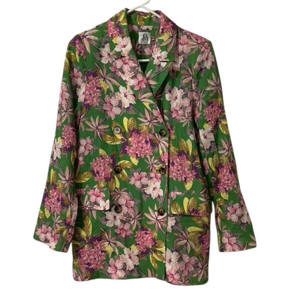 DRA Floral Print Green/Pink Blazer (Size XS) - Picture 3 of 7
